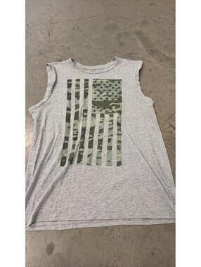 Mission Ridge Men's Sleeveless Tank Top with Camo Flag Design